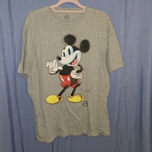 Disney Gray Mickey Mouse Tee with Red and Yellow Accents